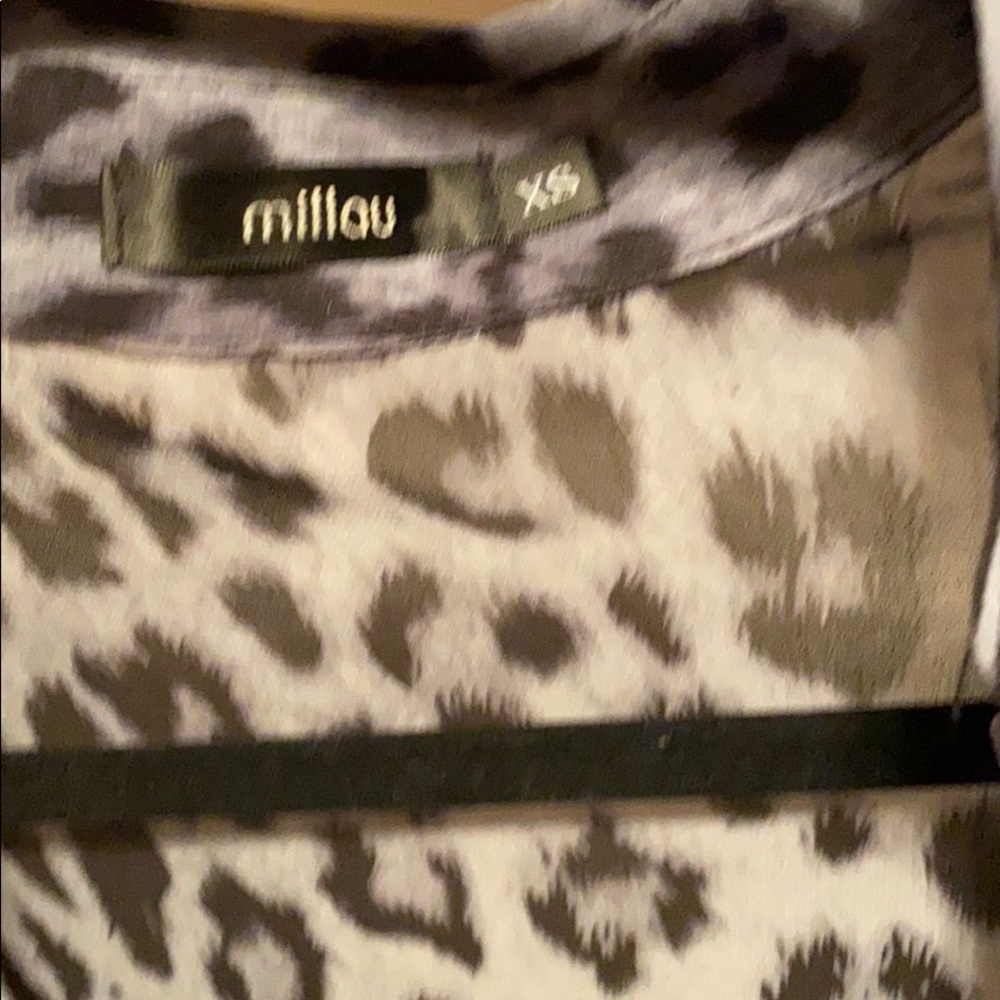 Blue Leopard Print Silk Button Down - image 3